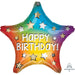 Happy Birthday Rainbow Star Foil Balloon, 19 Inch
