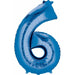Blue Number 6 Balloon, 26 Inch