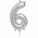 Silver Number 6 Balloon, 16 Inch
