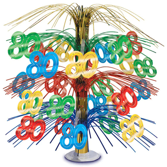 80th Birthday Cascade Centerpiece in Multicolor (1/Pk)