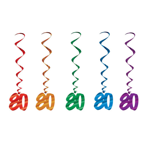 Retro Revival Totally 80 Whirls in Assorted Colors for Nostalgic Celebrations (5/Pk)