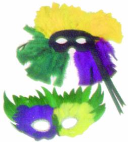 White Feather Mask with Stick, Pack of 36