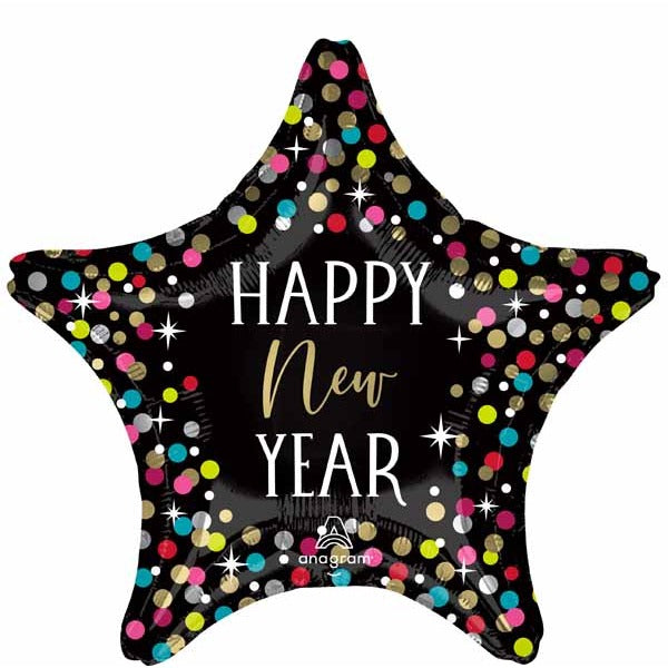 Happy New Year Confetti Star 19" Foil Balloon