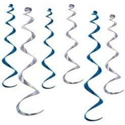 Blue & Silver Twirly Whirlys Hanging Decorations, 6 Pack