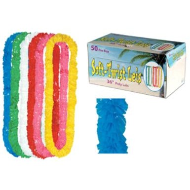 1.5"X36" ASST POLY LEIS IN LABELED BOX