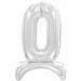 26-Inch Silver Stand-Up Number 0 Balloon
