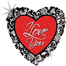 Love Damask 18-Inch Holographic Foil Balloon