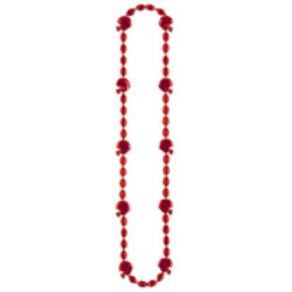 Red Football Bead Necklace, 36 Inches