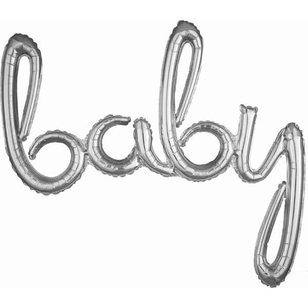 Silver Baby Script Balloon