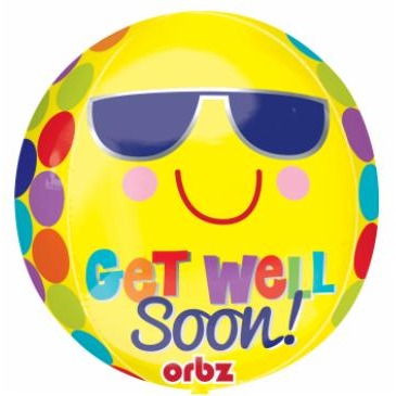 Bright Sunny Get Well Soon 16-Inch Orbz Foil Balloon