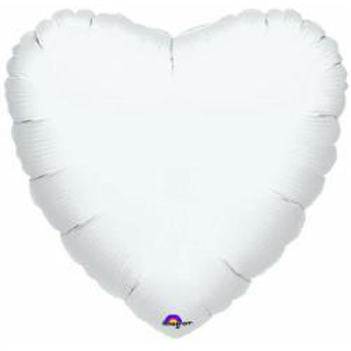 18" Heart Flat Balloon In Opaque White (S15)