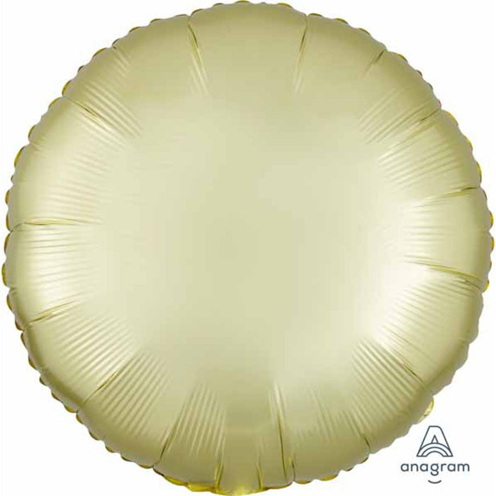 18" Round Pistol Yellow Satin Luxe Tablecloth Package.