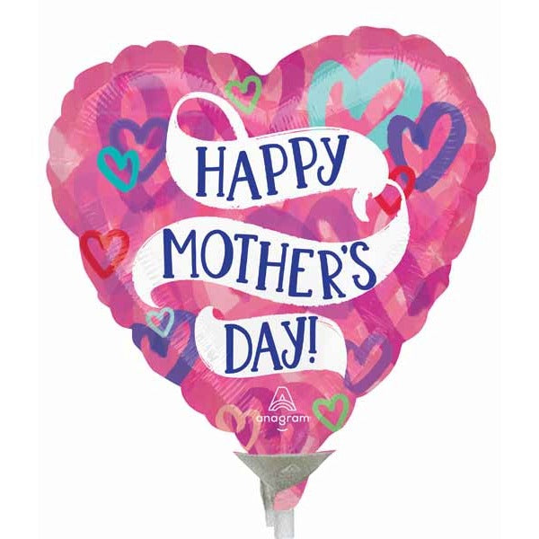 Happy Mother's Day Layered Hearts 9-Inch Foil Balloon