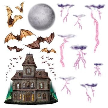 Halloween House & Sky Insta-Theme Props, 16 Pack