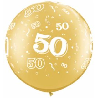 30-Inch Gold 50 All-Around Latex Balloons, 2 Pack