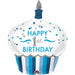 Happy 1st Birthday Cupcake Boy Balloon - 36" SuperShape: Sweet Celebration! (3/Pk)