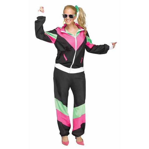 Women's 80s Tracksuit Costume, Medium/Large (10-14)