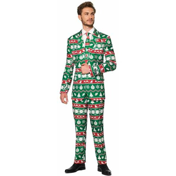 Suitmeister Men's Green Nordic Christmas Suit - Medium