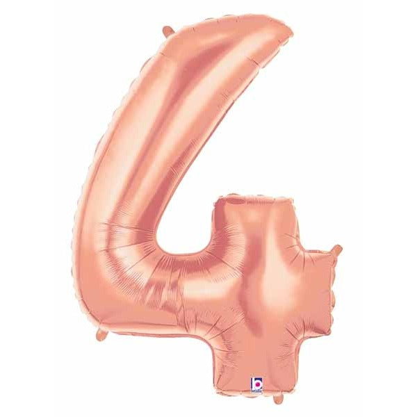 Megaloon Rose Gold Number 4 Balloon, 34 Inch