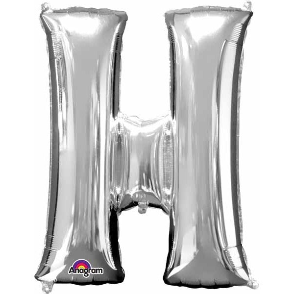 16-Inch Silver Letter H Foil Balloon