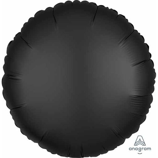 Onyx Black Satin Luxe Round Foil Balloon, 18 Inch