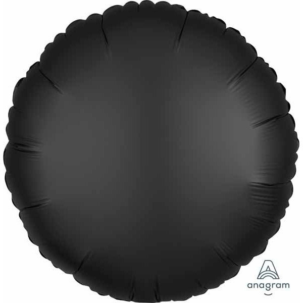 Onyx Black Satin Luxe Round Foil Balloon, 18 Inch