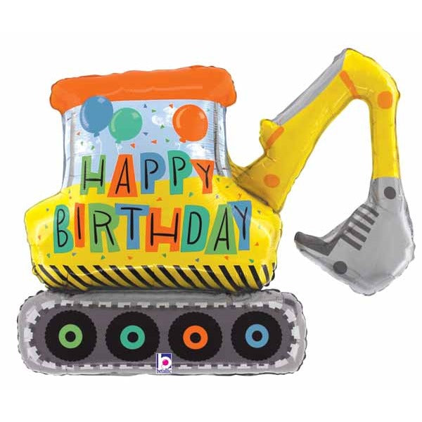 Happy Birthday Excavator Digger 31-Inch Foil Balloon