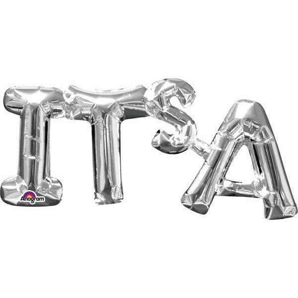 Silver IT'S A Block Phrase Foil Balloon, 20 Inch