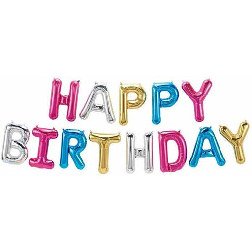 16-Inch Multicolor Happy Birthday Letter Balloon Kit