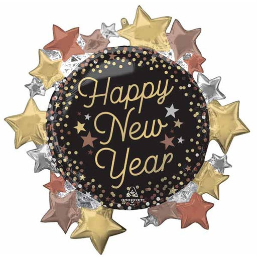 Luxe New Year Stars 30-Inch Shaped Foil Balloon