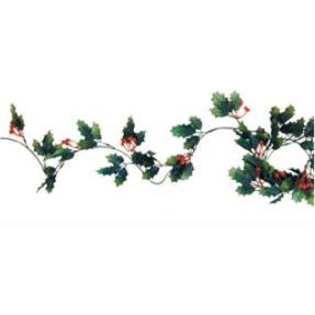Holly & Berry Christmas Garland, 6 ft