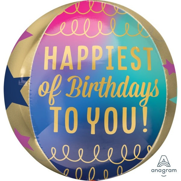 Birthday Stars & Gold Orbz XL Foil Balloon