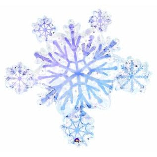 32-Inch Prismatic Snowflake Cluster Holographic Foil Balloon