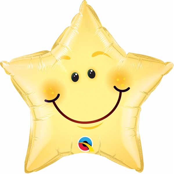 Smiley Face Star 20-Inch Foil Balloon
