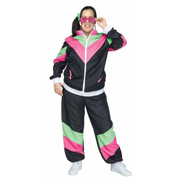 80s Track Suit Adult Plus Size Costume, L/XL 16W-20W