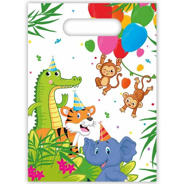 Jungle Balloons Plastic Party Bags, 6 Pack