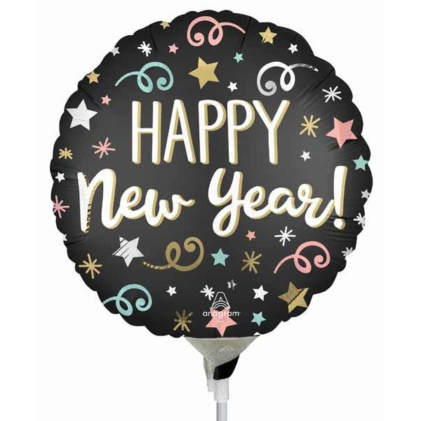 Confetti Happy New Year 9 Inch Round Foil Balloon