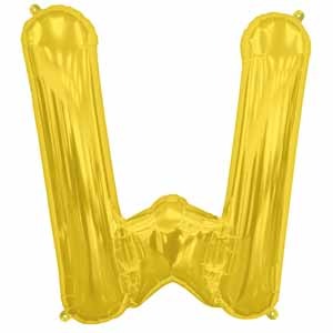 34-Inch Gold Letter W Balloon