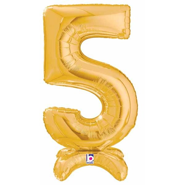 Meg aloon Gold Number 5 Stand-Up Balloon, 25 Inch