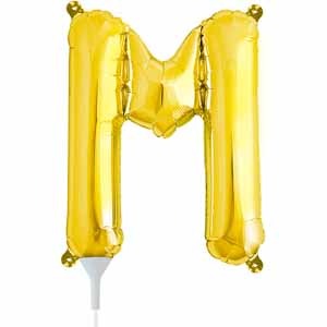 Gold Letter M Balloon, 16 Inch