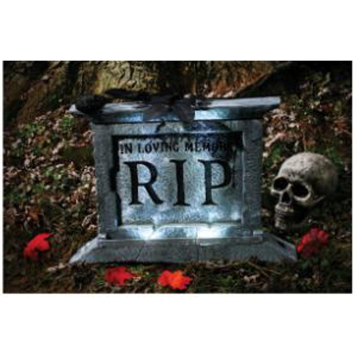 "22" Spooky Tombstone With Black Rose - Try Me! Halloween Decoration"