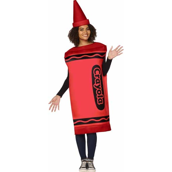 Crayola Red Crayon Adult Costume with Hat, One Size