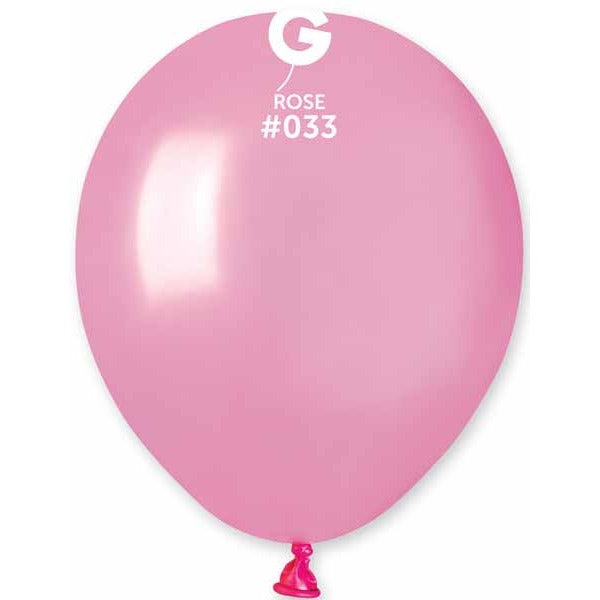 Gemar 5" Metallic Rose #033 Latex Balloons, 100 Count