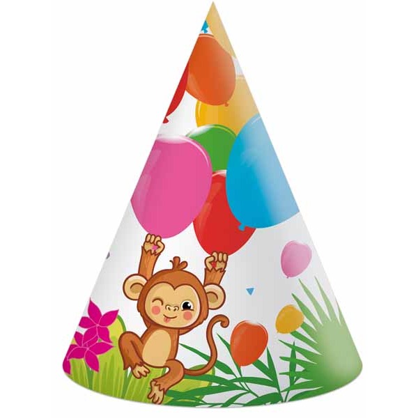 Jungle Balloons Paper Party Hats, 6 Pack