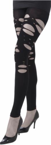 Black Zombie Torn Leggings, Adult One Size