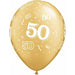 Gold 50 All-Around Print 11-Inch Latex Balloons, 50 Count