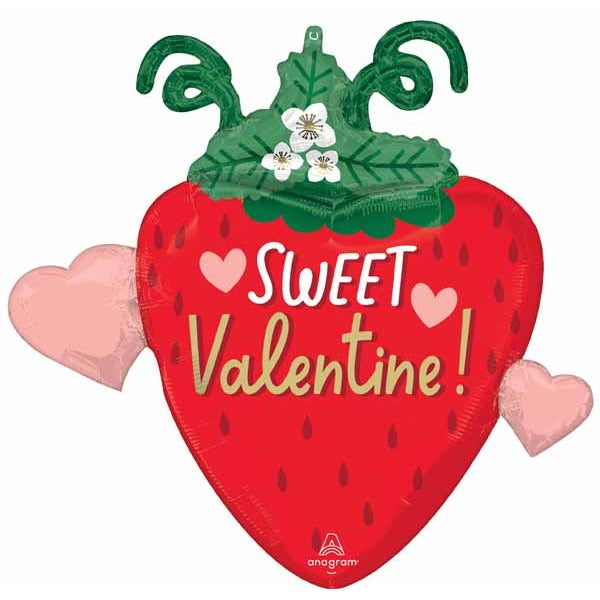 Valentine Strawberry 27-Inch Shaped Foil Balloon