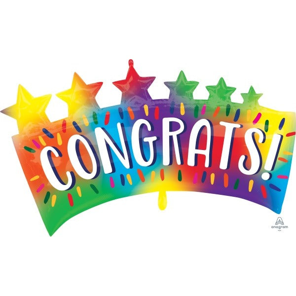 Congrats Star Banner Foil Balloon, 34 Inch