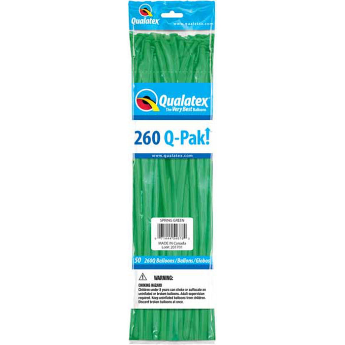 Qualatex 260 Q-Pak Spring Green Latex Balloons (50/Pk)