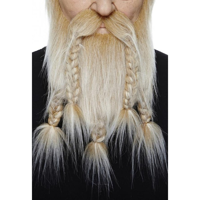 Braided Blonde and White Beard and Moustache Costume Set